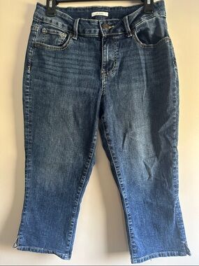 Maurices Dark Blue Cropped Denim Capris with Side Slits